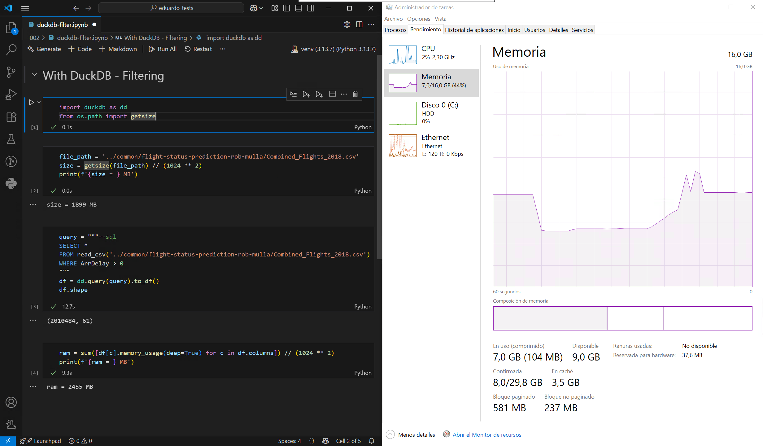 DuckDB with filtering